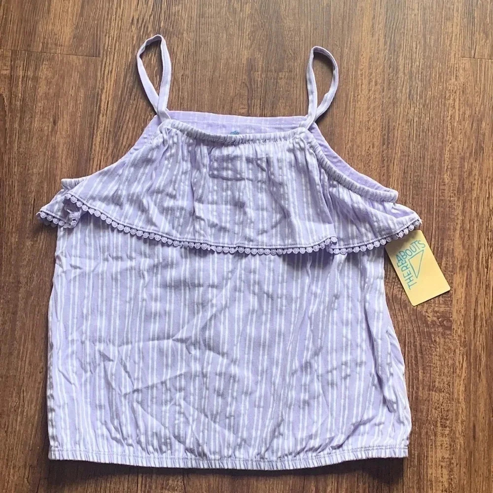 Girls Thereabouts Purple Striped Tank Top 16 XL